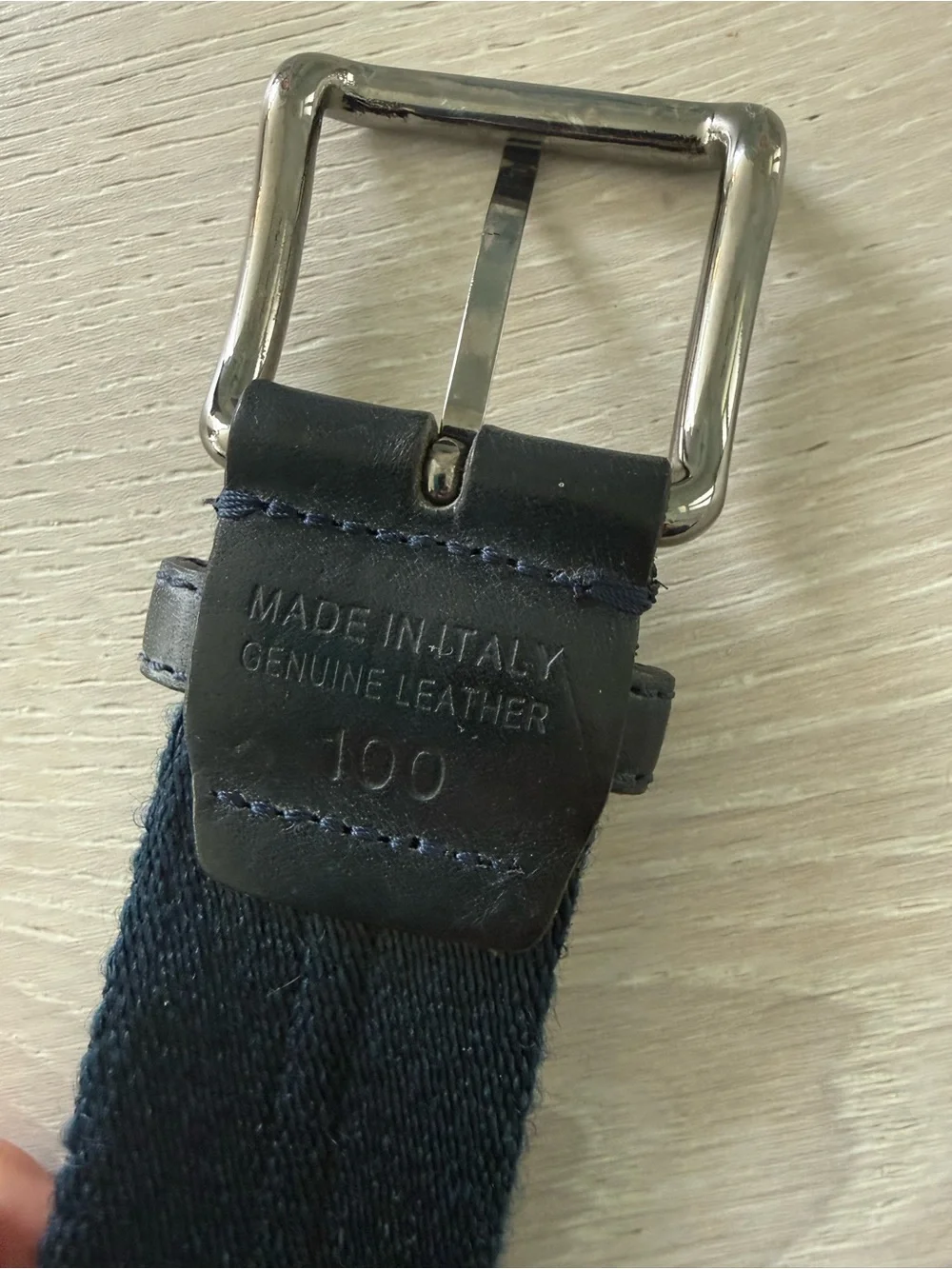 Equiline Navy Webbing Belt with Tricolor Stripe